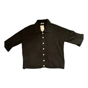 #015, a loves a, button, collared, short sleeve sweater, NWT, size L